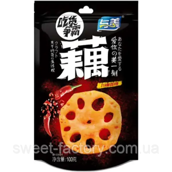 Чіпси YuMei Lotus Root Slices Spicy 100g, фото 1
