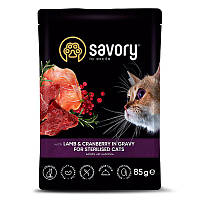 Savory Lamb Cranberry Sterilised Cats (Сейворі Ягня Журавлина) вологий корм для стерилізованих котів 85 гх12шт