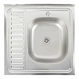 Кухонна мийка стальна Platinum 6060 R Satin 0,5 мм, фото 2