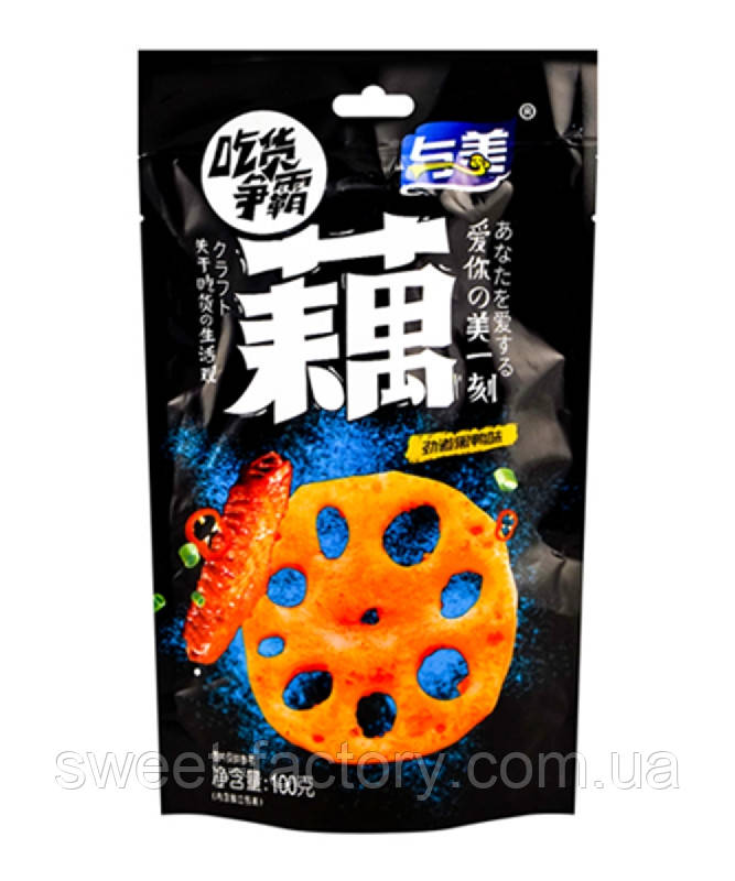 Чіпси YuMei Marinated Lotus Root Slices Duck 100g, фото 1