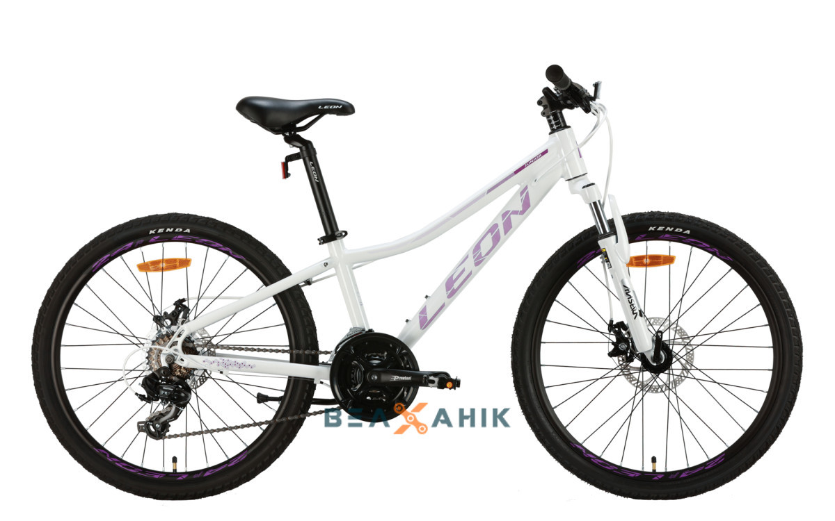 Велосипед 24" LEON JUNIOR AM DD (рама 12") AL біло-бузковий