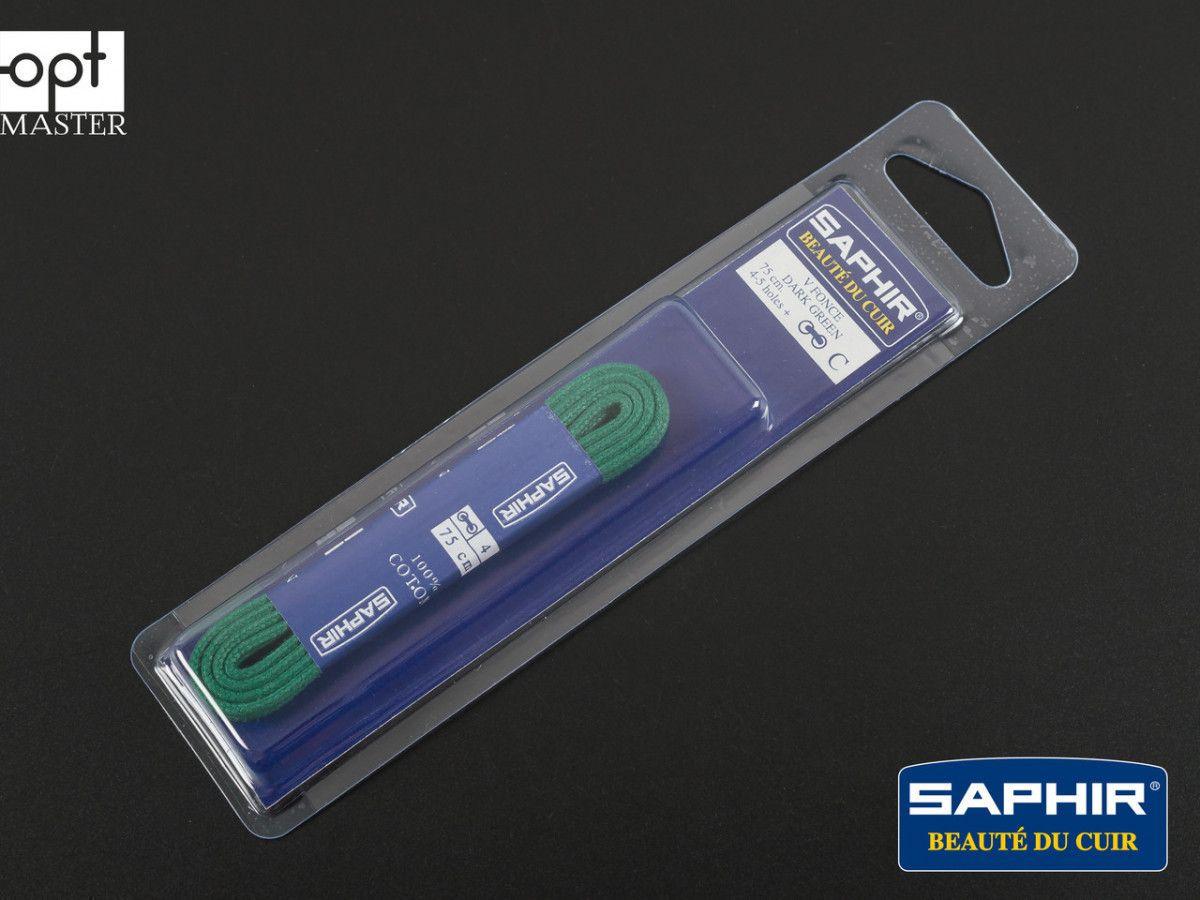 Шнурки для взуття Saphir арт.246, 75 см, тонкі круглі вощені, кол. темно-зелений