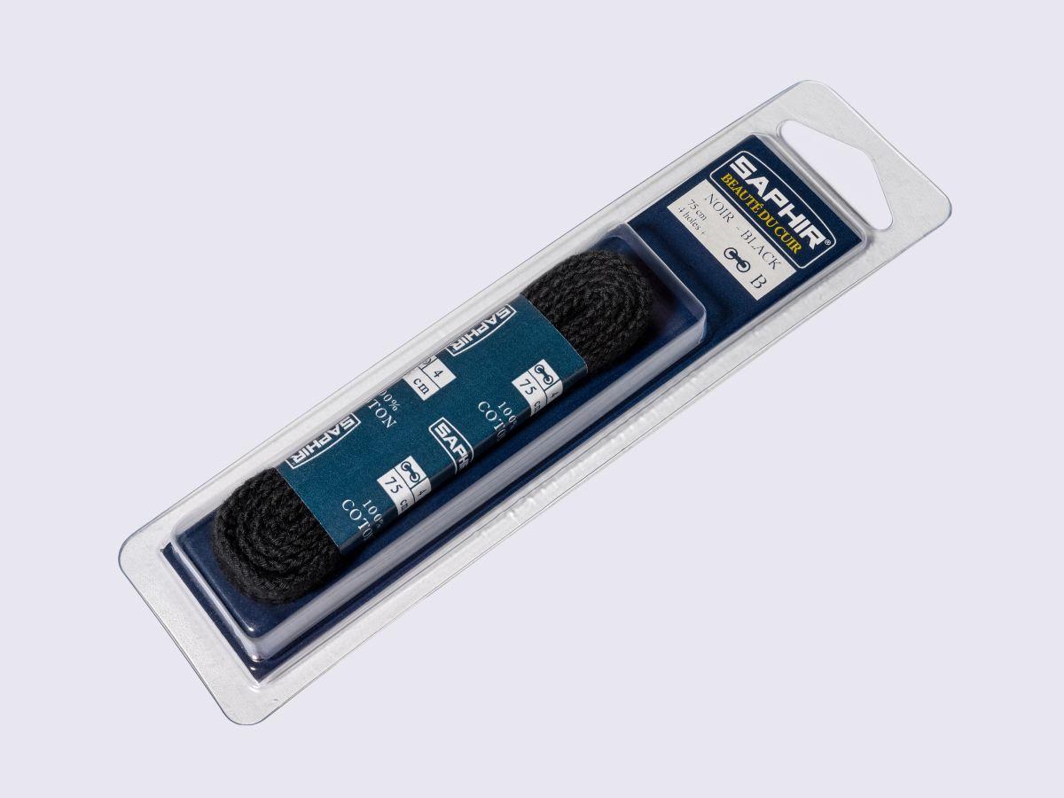 Шнурки для взуття Saphir арт.242, 75 см, плоскі, кол. чорний (01)