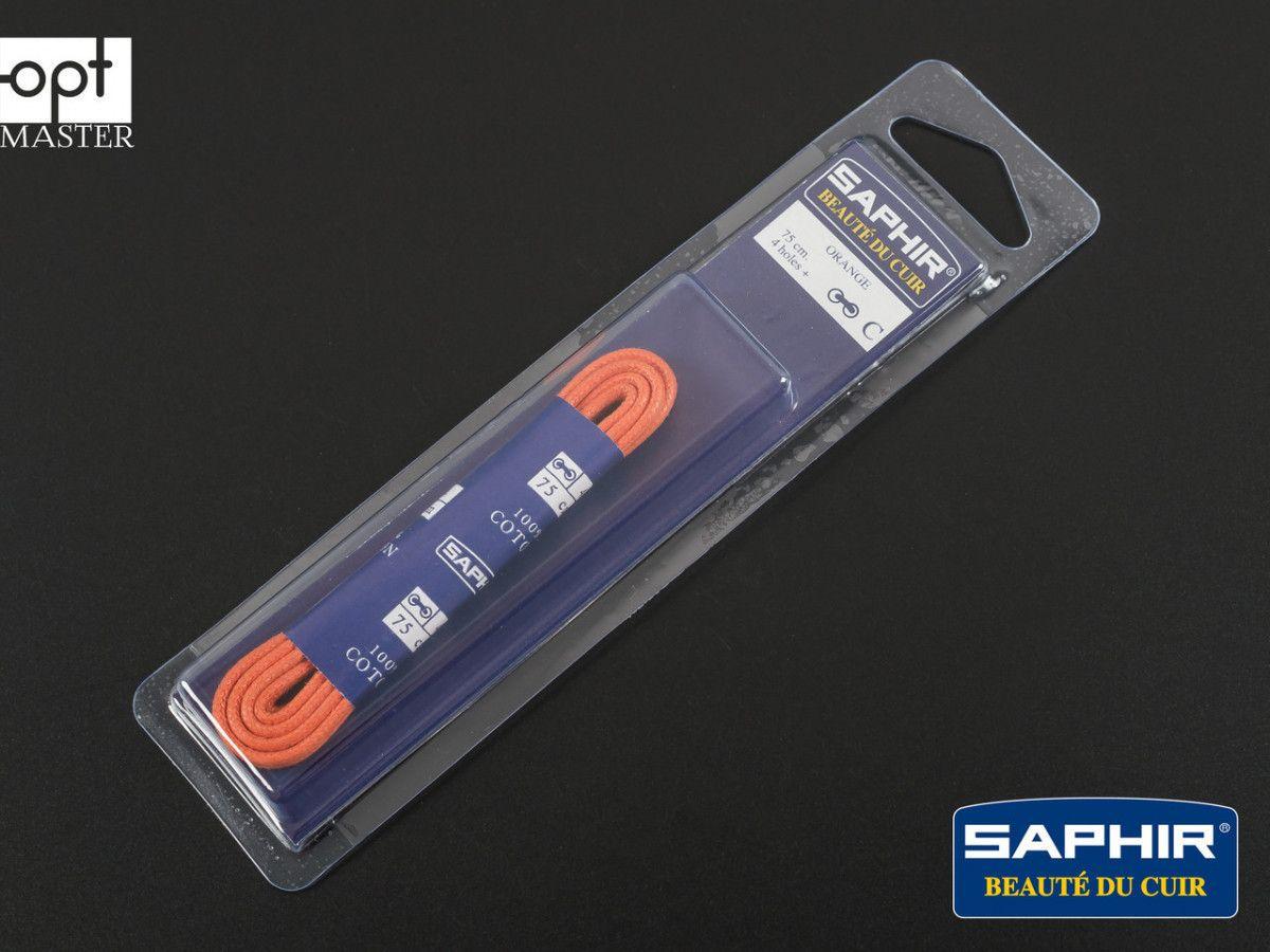 Шнурки для взуття Saphir арт.246, 75 см, тонкі круглі вощені, кол. оранжевий (52)