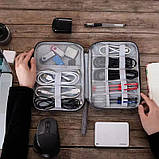 Сумка-органайзер портативна для гаджетів і аксесуарів, дорожня, сіра, фото 3