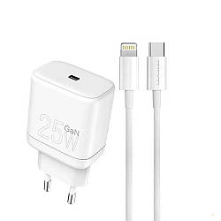 Зарядний пристрій WUW-T60 25W Type-C-Lightning (біле)