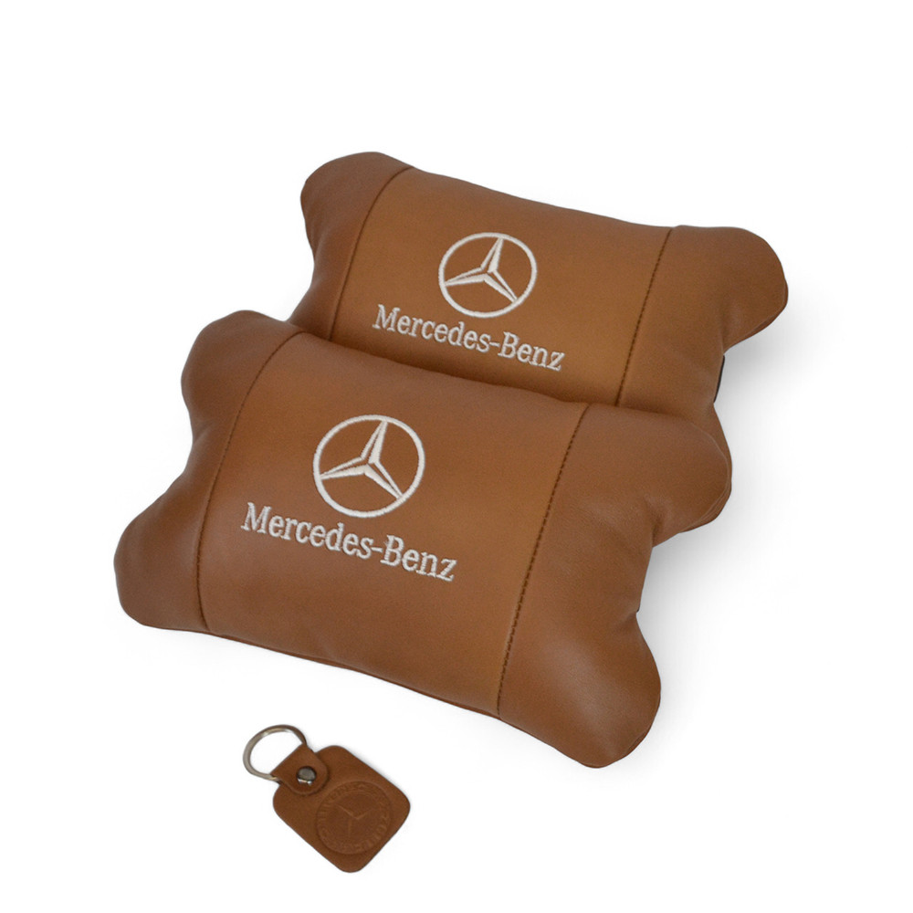 Автомобільна подушка для шиї з лого Mercedes-Benz Мерседес, Подушки на крісло в авто EL-74, фото 1