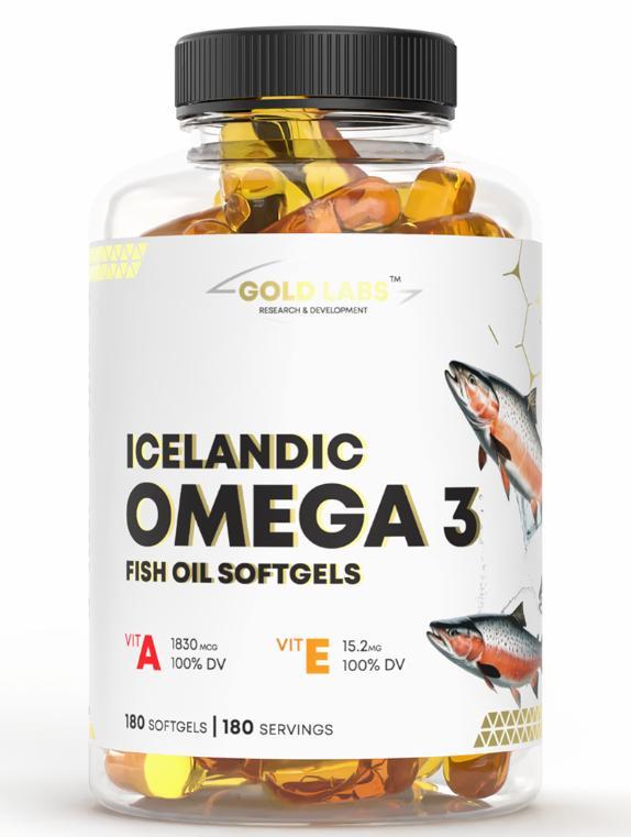 Жирні кислоти GOLD LABS Icelandic Omega 3 fish oil 180 капсул, фото 1