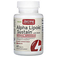Альфа-Ліпоєва кислота з біотином, 300 мг, Alpha Lipoic Sustain, Jarrow Formula, 60 таблеток