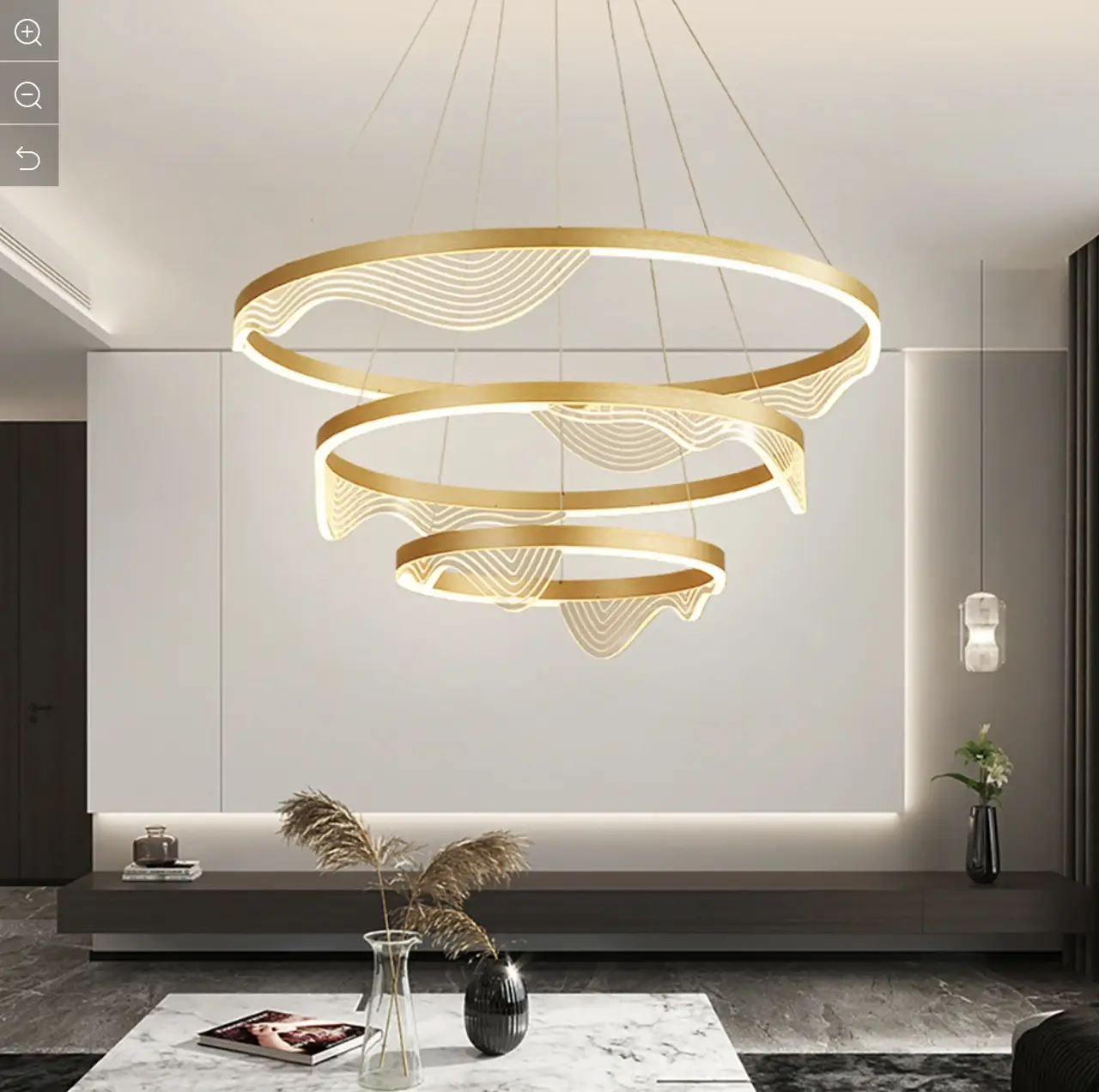 Світлодіодна люстра 3 Світи PJ912 (40+60+80см) Золота