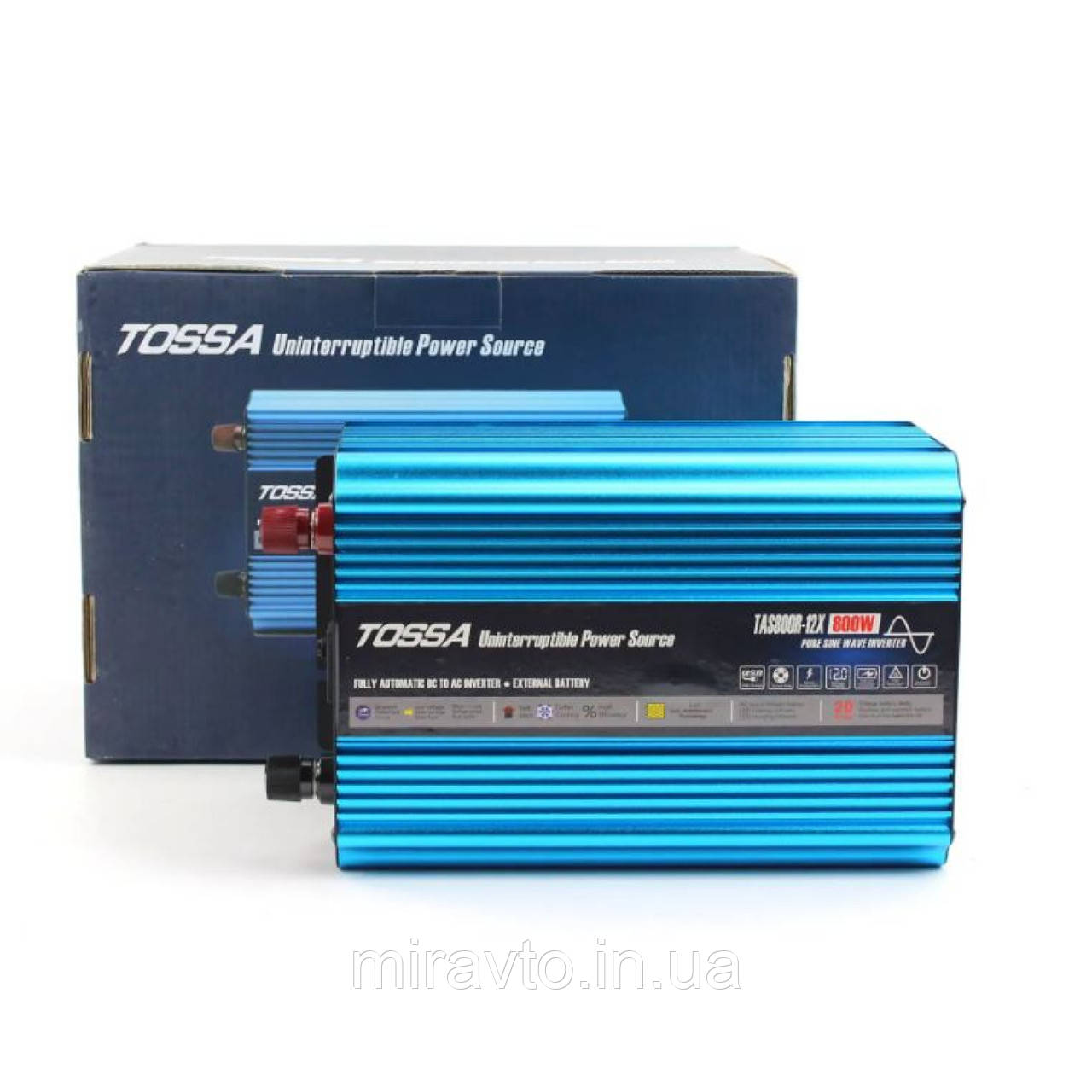 Перетворювач напруги 12V-220 V 800 W Tossa TAS800R-12X-800W чистий синус