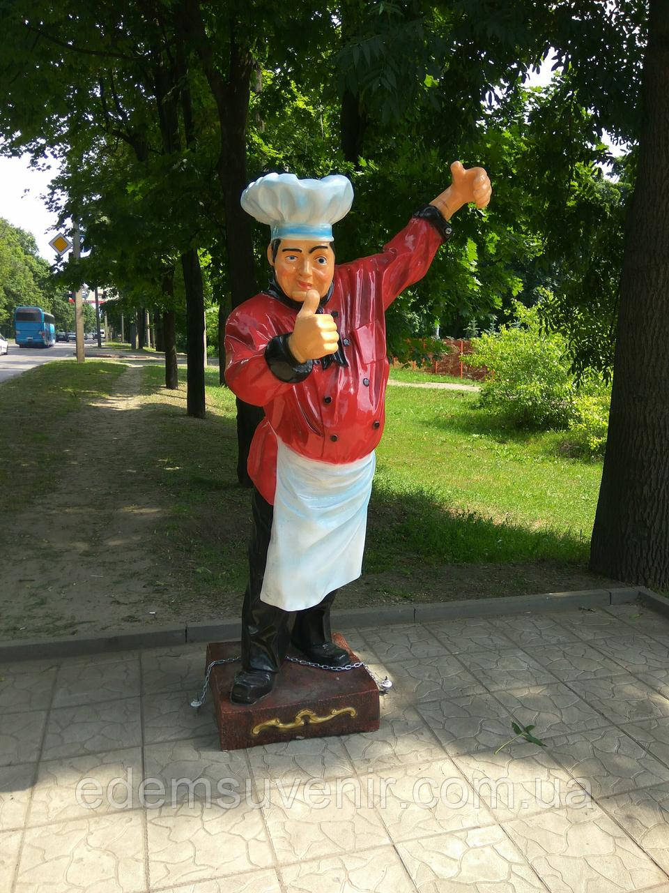 Велика садова фігура Кухар 183 см, велика садово-паркова фігура із полістоуну