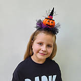 Обруч на Хеловін Хеллоуїн з гарбузом в відьомському капелюсі  для дітей, фото 3