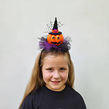 Обруч на Хеловін Хеллоуїн з гарбузом в відьомському капелюсі  для дітей, фото 4