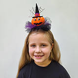 Обруч на Хеловін Хеллоуїн з гарбузом в відьомському капелюсі  для дітей, фото 2