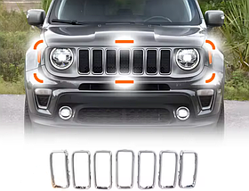 Вставки решітки радіатора grill Jeep Renegade 2019- хром кільця 6VM90SZ0AA