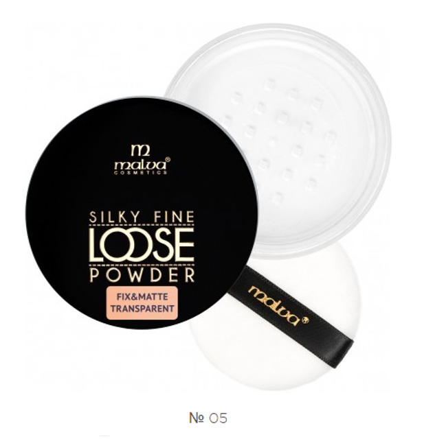 Прозора розсипчаста пудра для обличчя Malva Cosmetics Silky Fine Loose Powder Fix&MatteTransparen No005,10 г