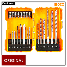 Набір біт і свердл по бетону склу INGCO 22 предмети