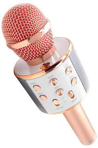 Бездротовий караоке мікрофон Wster WS-858 Рожеве золото Bluetooth 322-11