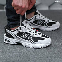Кроссовки мужские  черно белые кожа+ сетка 42  44 Кросівки New Balance 530 abzorb White Black (чорно/білі)