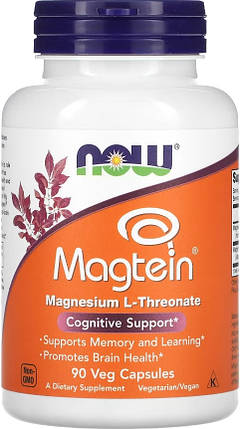 Треонат магнію NOW Magtein magnesium l-threonate 90 veg caps, фото 1