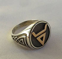 Перстень "Велес" з срібла 925 проби (з золотою накладкою 585 проби)