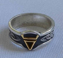 Кільце "Велес 2" з срібла 925 проби з золотою 585 проби накладкою