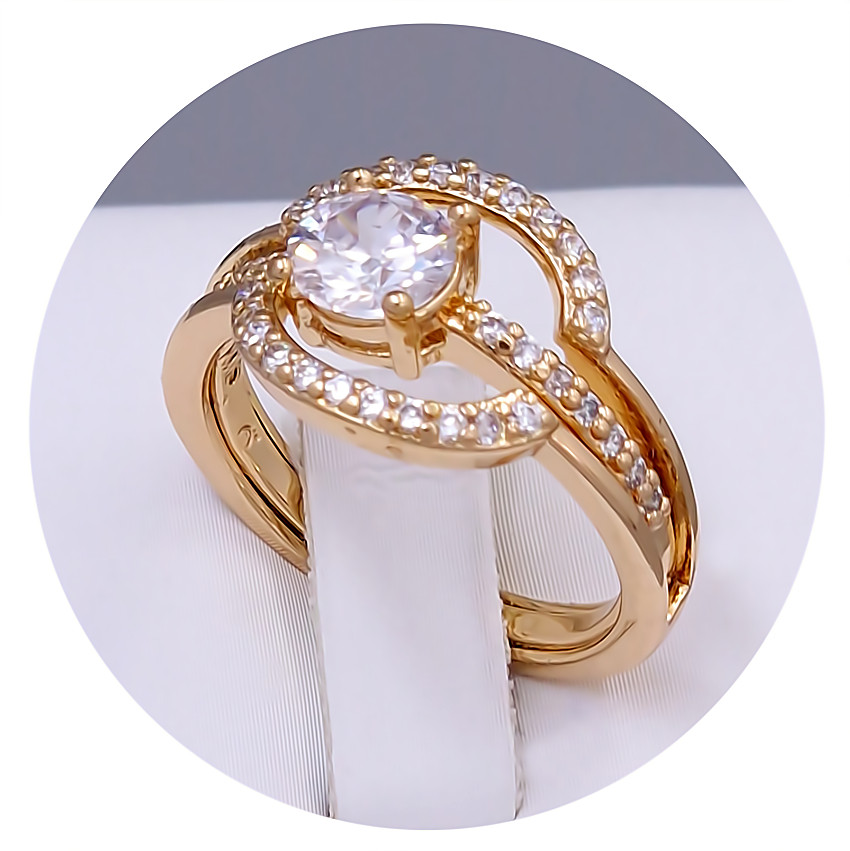 Каблучка XР. Позолота 18К. Камені: циркон. Є: 15р 16р