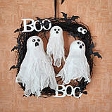 Чорний декоративний вінок до Хеловіну Хеллоуїну з привидами, фото 2