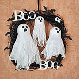 Чорний декоративний вінок до Хеловіну Хеллоуїну з привидами, фото 4