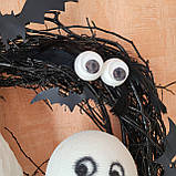 Чорний декоративний вінок до Хеловіну Хеллоуїну з привидами, фото 5