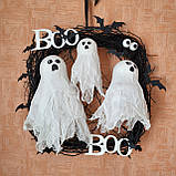 Чорний декоративний вінок до Хеловіну Хеллоуїну з привидами, фото 8