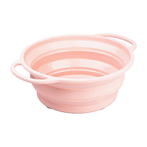 Складаний силіконовий друшляк об'ємом 2.6 л з ручками 10.5 х 25 см Рожевий