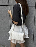 Сумка біла прямокутна 1023 крос-боді тренд квадратна через плече, фото 8