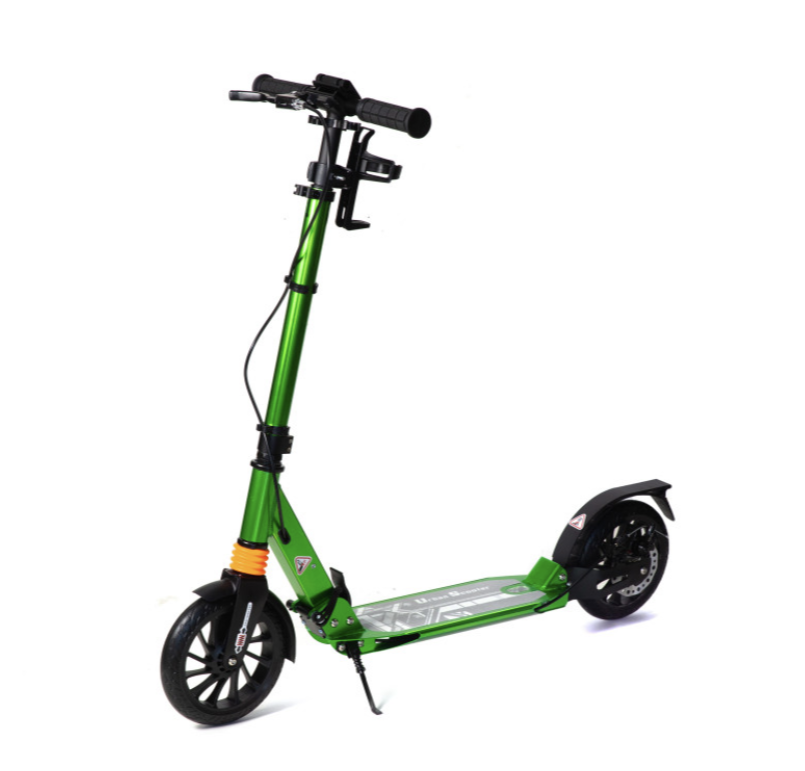 Двоколісний самокат Urban Scooter складаний з ручним дисковим гальмом, 8+. Зелений