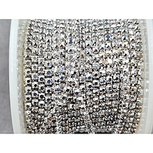 Стразовий ланцюг SS6 (2мм) колір срібло металік в однотонному металі (10ярдів)