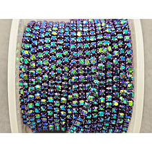 Стразовий ланцюг SS6 (2мм) з переливом аметистовий в однотонному металі (10ярдів)