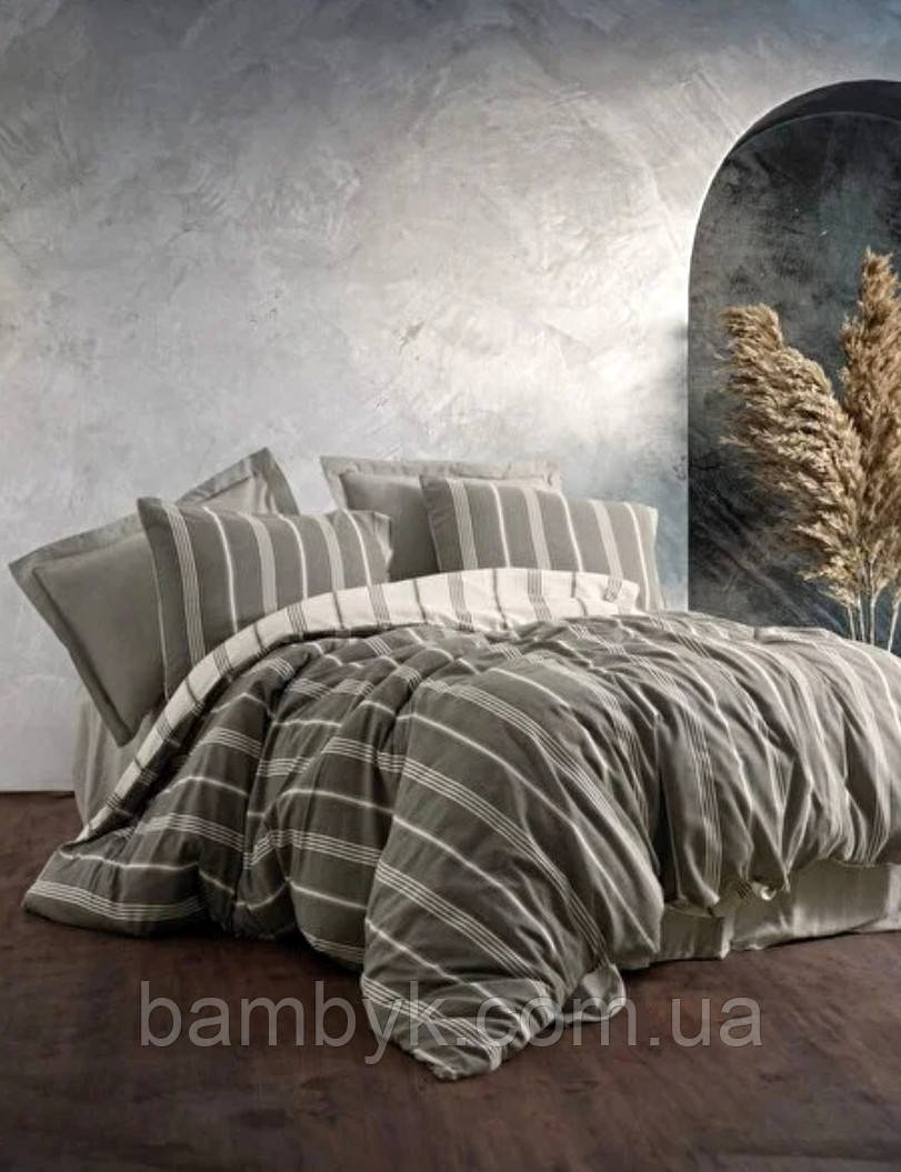 Постільна білизна Cotton Box Smooth "Jamira Haki" євро розмір бавовняна м'яка саржа Туреччина