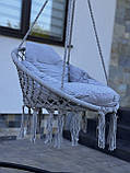 Підвісна гойдалка з великою подушкою до 150кг MAS-RHC-002 СВІТЛО СІРА Підвісне крісло гамак гніздо лелеки, фото 3