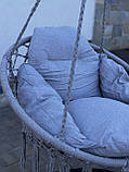 Підвісна гойдалка з великою подушкою до 150кг MAS-RHC-002 СВІТЛО СІРА Підвісне крісло гамак гніздо лелеки, фото 4