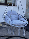 Підвісна гойдалка з великою подушкою до 150кг MAS-RHC-002 СВІТЛО СІРА Підвісне крісло гамак гніздо лелеки, фото 2