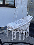 Підвісна гойдалка з великою подушкою до 150кг MAS-RHC-005 БЕЖЕВА Підвісне крісло гамак гніздо лелеки, фото 7