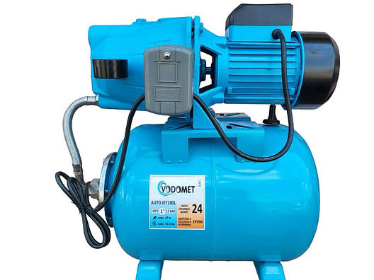 Насосна станція 24 літри, насос JET100L, Q = 3 кб/м, P = 1100 Вт, "Vomomet" Словенія, фото 1