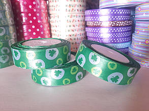 Стрічки атлас "Кевер" зелений 25 мм