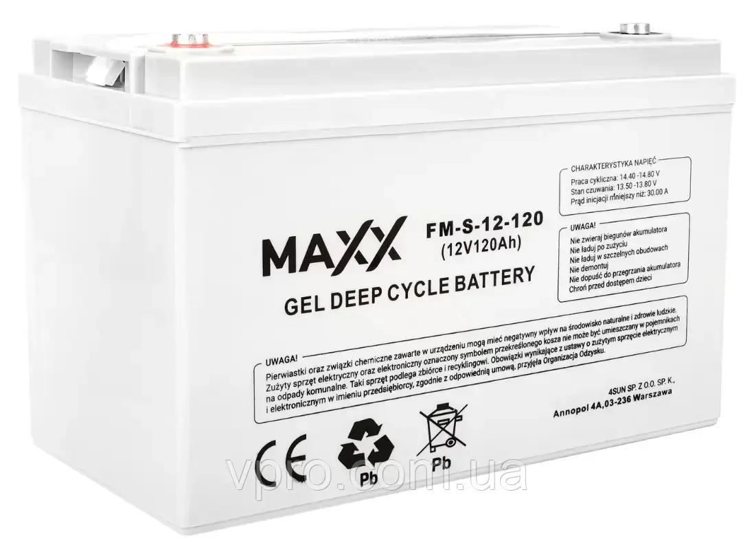 Гелевий акумулятор DEEP CYCLE MAXX 120 (S) А·год 12 В 4SUN