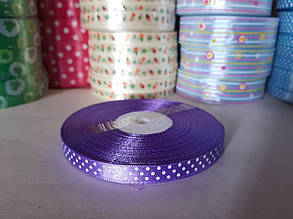 Стрічки атлас "Горох" фіолетовий 10 мм