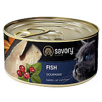 Savory Cat Gourmand Fish (Сейвори Риба) вологий корм для котів гурманів довгошерстих 200 г х 6 шт