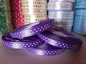 Стрічки атлас "Серце" фіолетовий 10 мм