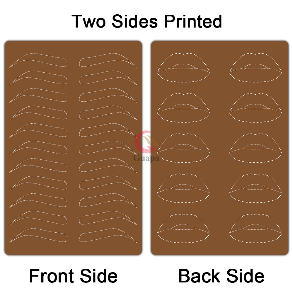 Штучна шкіра для перманентного макіяжу з малюнком брів та губ двусторонння, 1 шт, фото 1