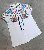 Блузка з коротким рукавом і сублімацією для дівчаток  р. 116-134 квіти